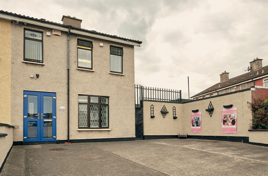 Front of the Blue door family support building