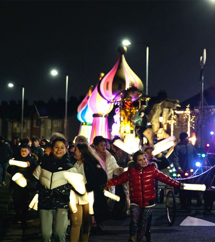 Children outdoors in parade